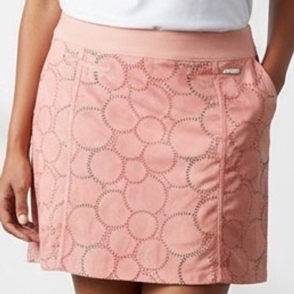 adidas Pants - Adidas Adistar RNT SK Golf Skort Hazcor Peach Pink Geometric Circle BC1487 L